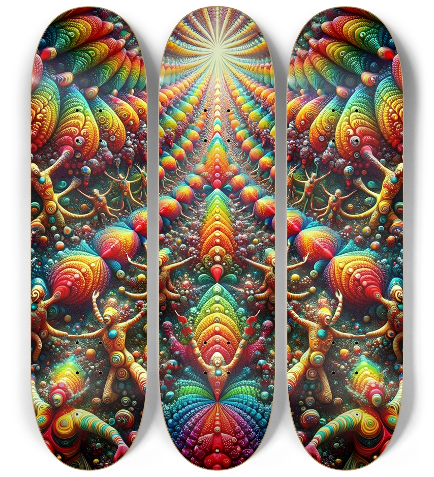 Abstract Psychedelic Fractal Joy #1 3 Deck Wall Series