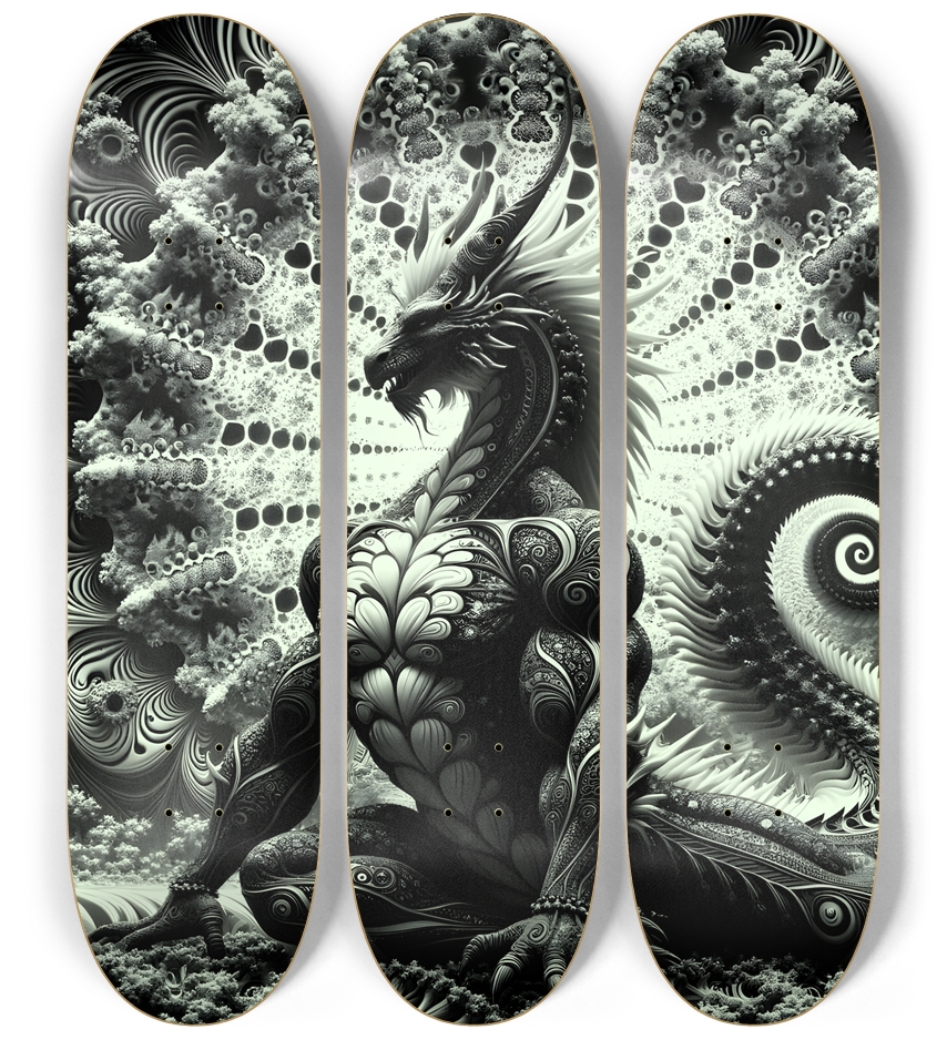 Fractal Coloring Page Dragon #17 3 Deck Wall Series