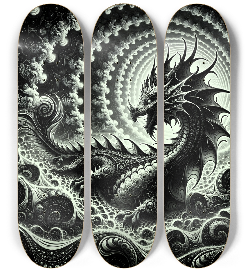 Fractal Coloring Page Dragon #21 3 Deck Wall Series