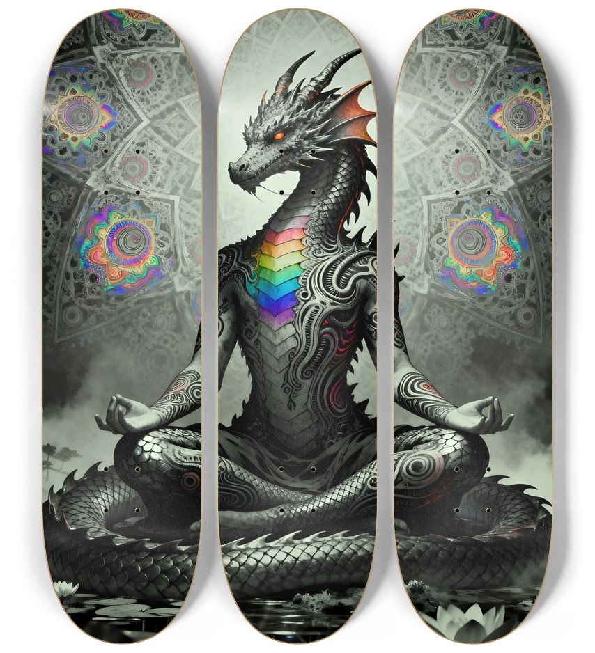 Fractal Coloring Page Dragon #7 3 Deck Wall Series