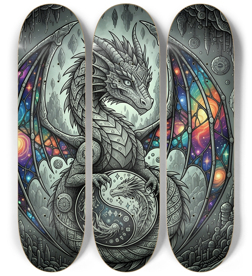 Fractal Coloring Page Dragon #8 3 Deck Wall Series