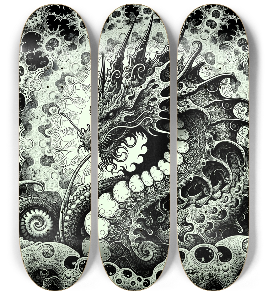 Fractal Coloring Page Dragon #29 3 Deck Wall Series