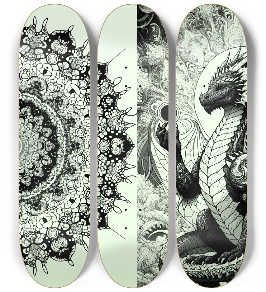 Fractal Coloring Page Dragon #19 3 Deck Wall Series