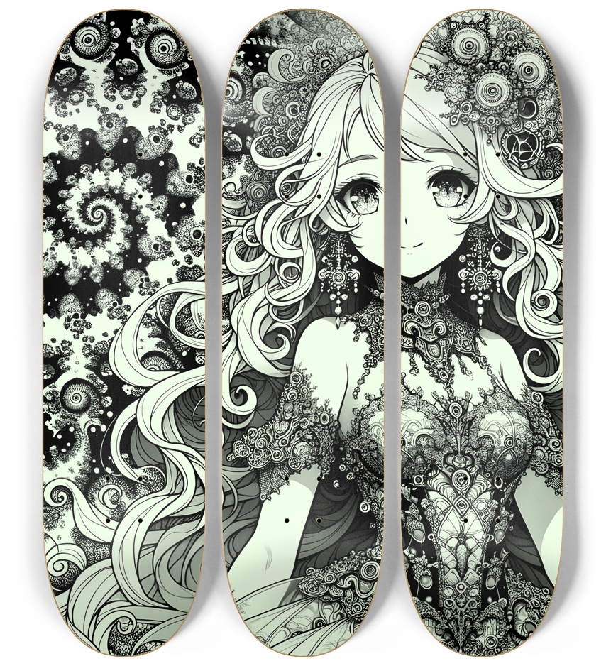 Fractal Anime Girl #39 3 Deck Wall Series