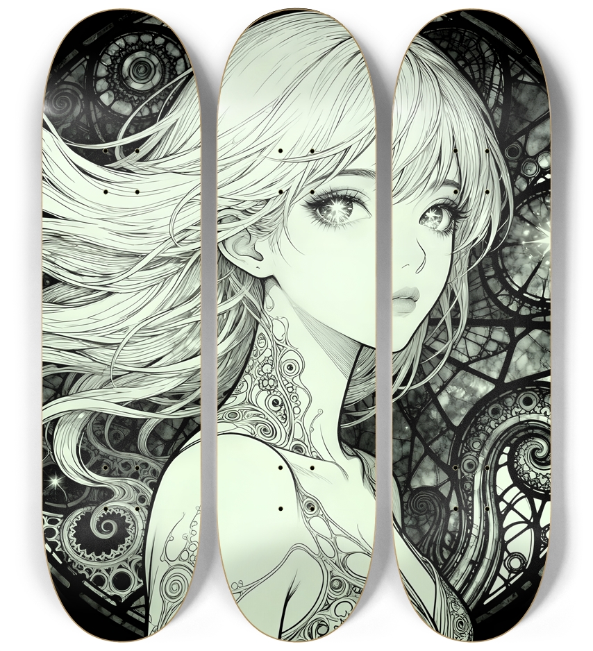 Fractal Anime Girl #16 3 Deck Wall Series
