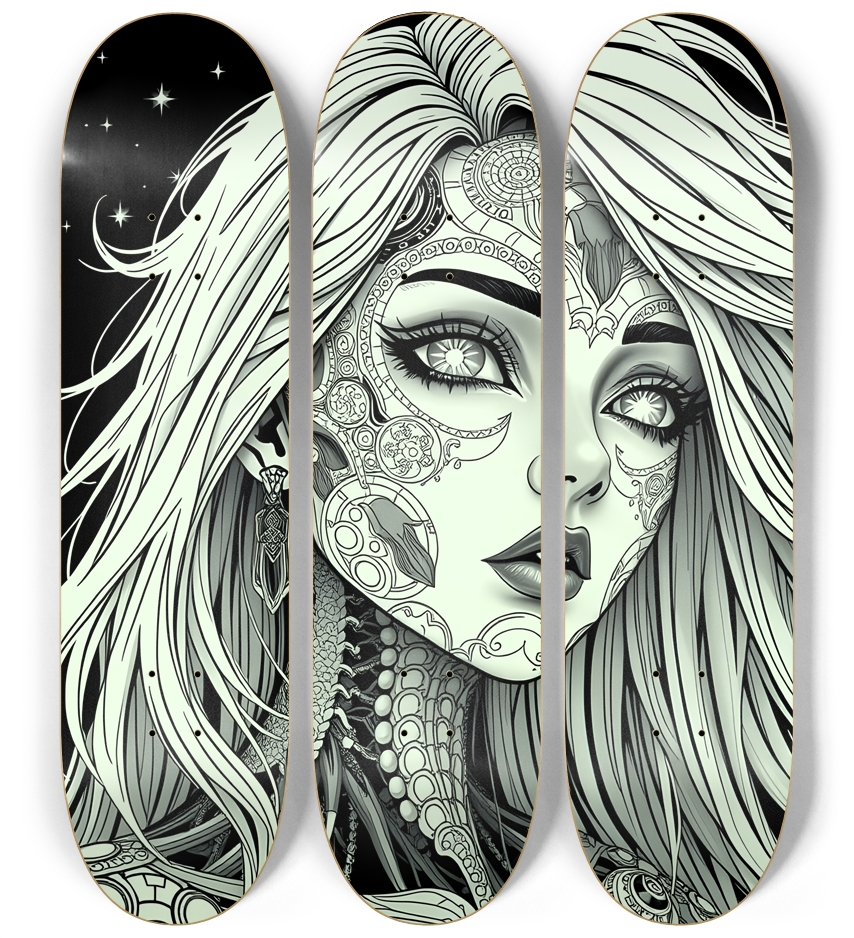 Fractal Anime Girl #6 3 Deck Wall Series