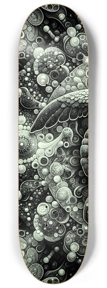 B&W Fractal Sea Turtle #11 #1 8-1/4 Skateboard Deck