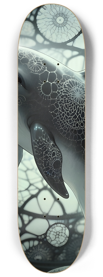 B&W Stained-Glass Fractal Dolphin #2 #2
