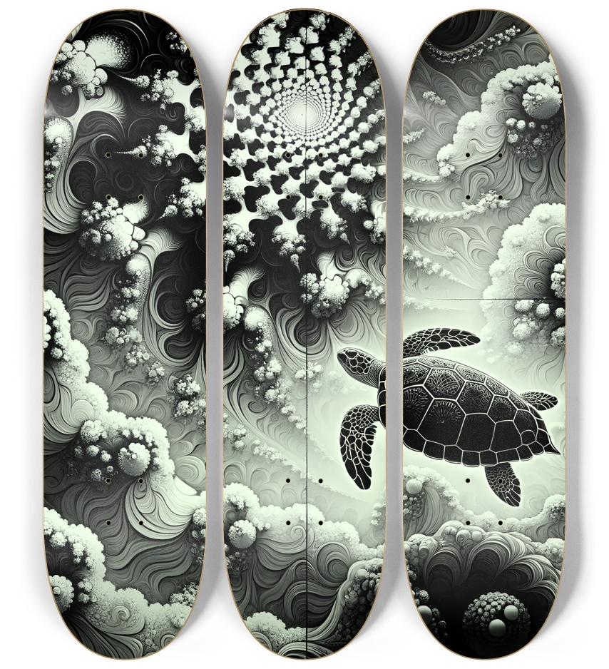 B&W Fractal Sea Turtle #12