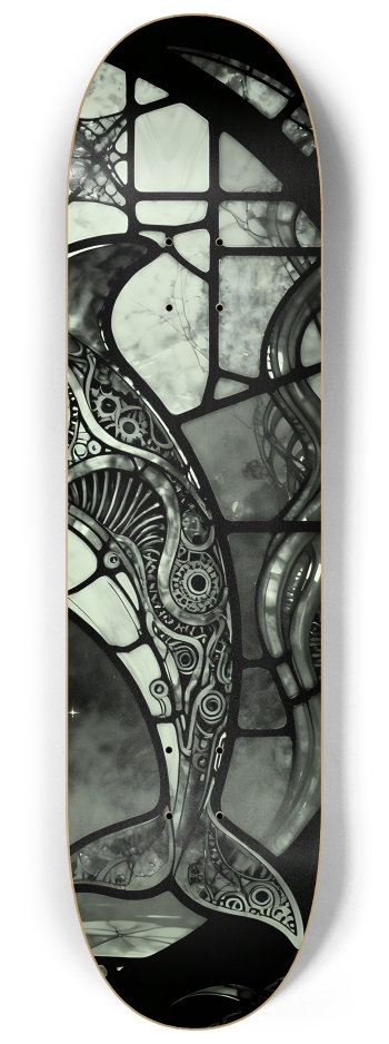 B&W Stained-Glass Fractal Dolphin #1 #3 8-1/4 Skateboard Deck