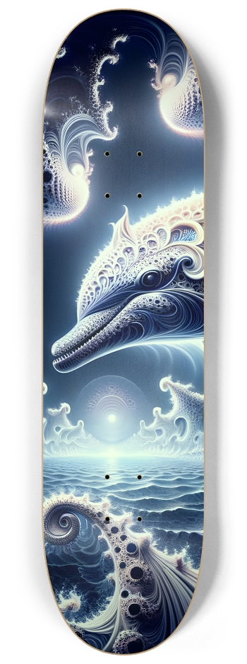 Blue & White Fractal Dolphin #1 #1 8-1/4 Skateboard Deck