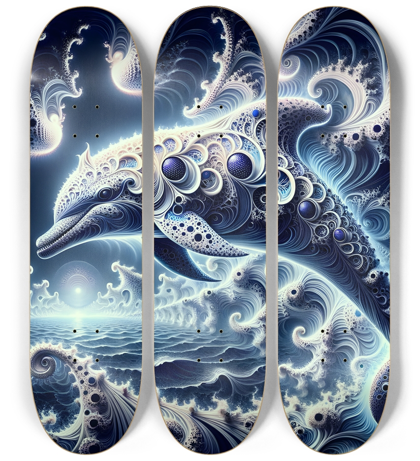 Blue & White Fractal Dolphin #1