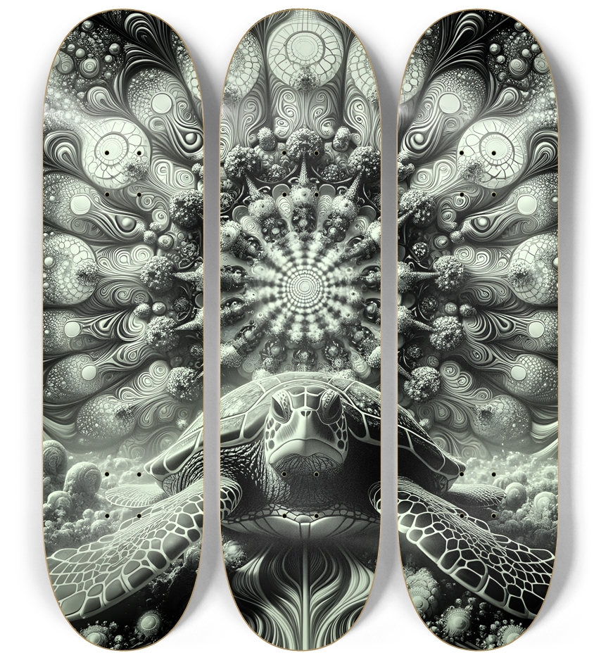 B&W Fractal Sea Turtle #7