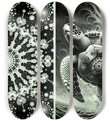 B&W Fractal Sea Turtle #8