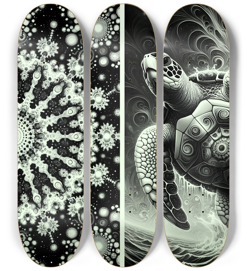 B&W Fractal Sea Turtle #8