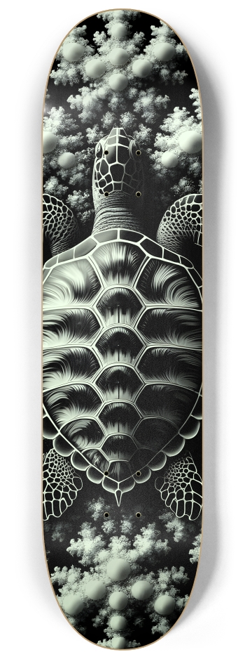 B&W Fractal Sea Turtle #13 #1 8-1/4 Skateboard Deck