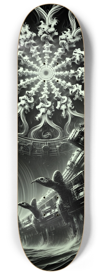 B&W Fractal Sea Turtle #13 #3 8-1/4 Skateboard Deck