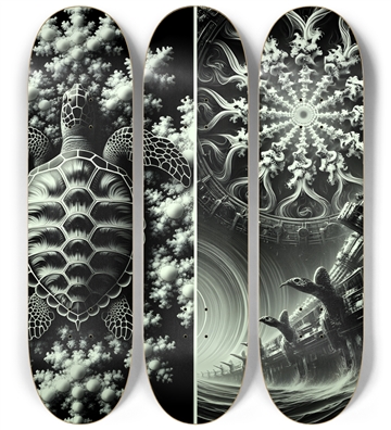 B&W Fractal Sea Turtle #13