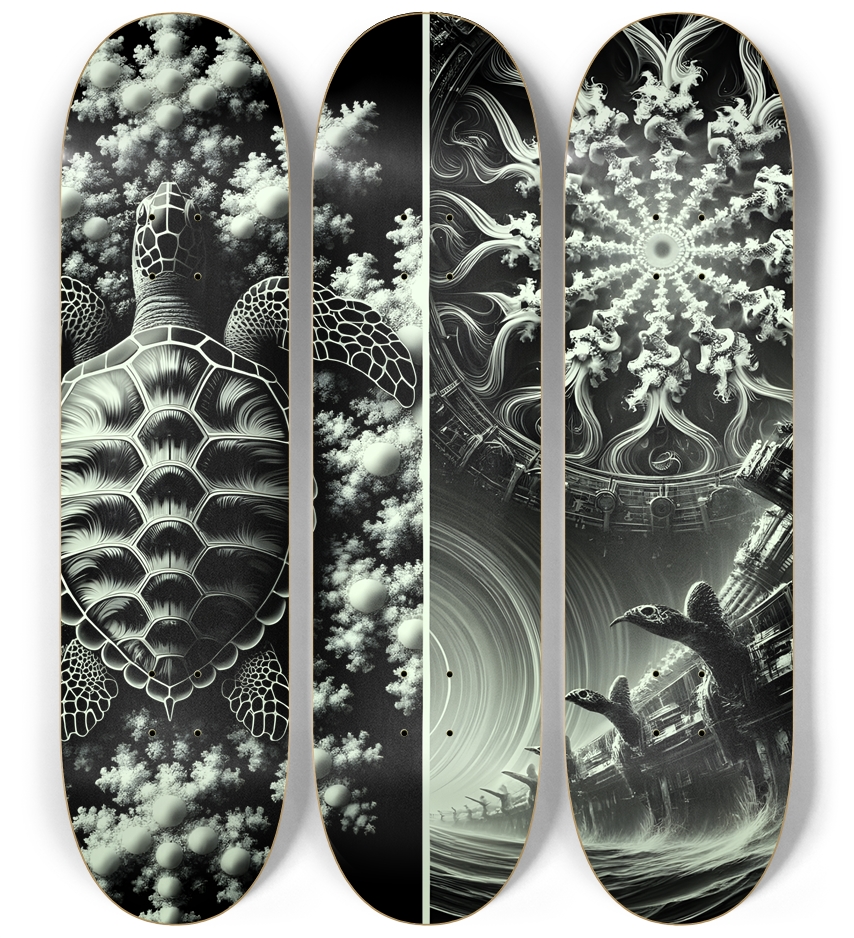 B&W Fractal Sea Turtle #13