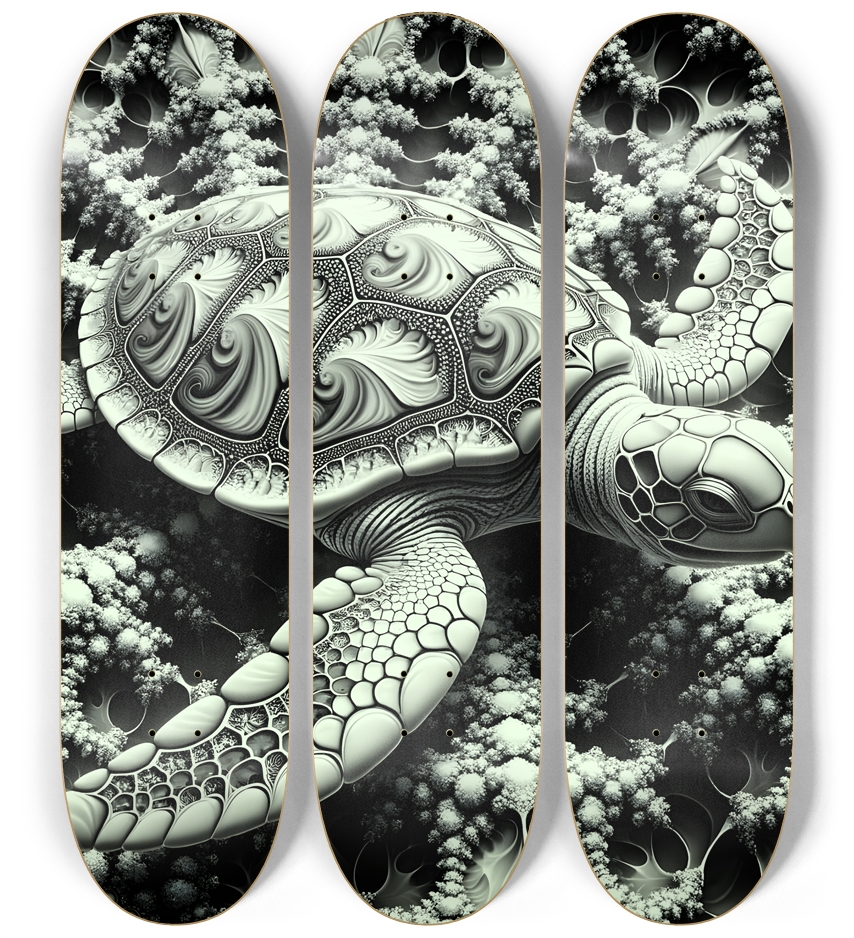 B&W Fractal Sea Turtle #6