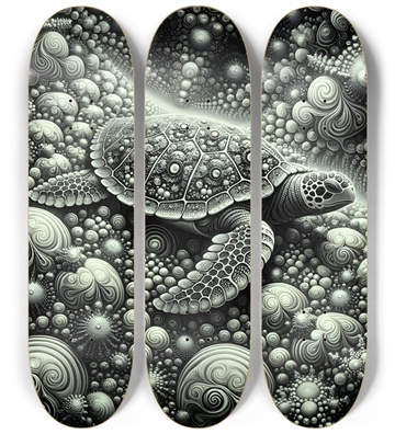 B&W Fractal Sea Turtle #10