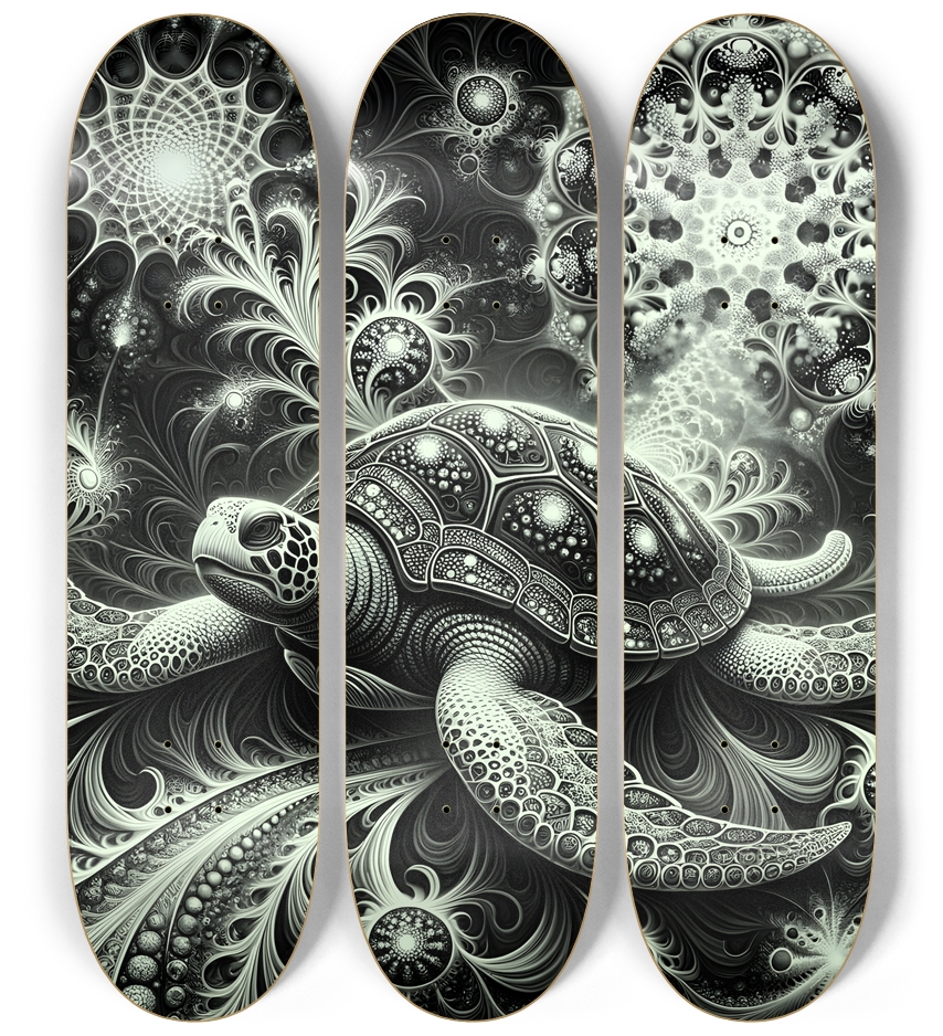 B&W Fractal Sea Turtle #14