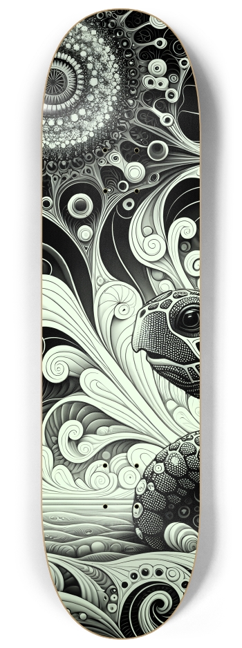 B&W Fractal Sea Turtle #24 #1 8-1/4 Skateboard Deck