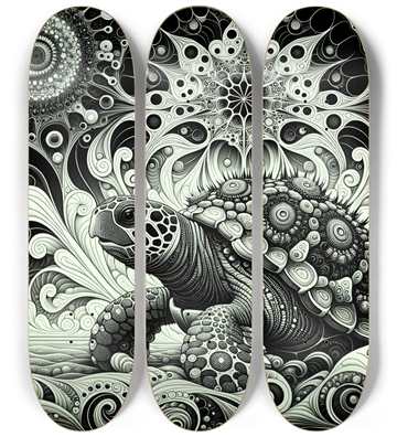 B&W Fractal Sea Turtle #24