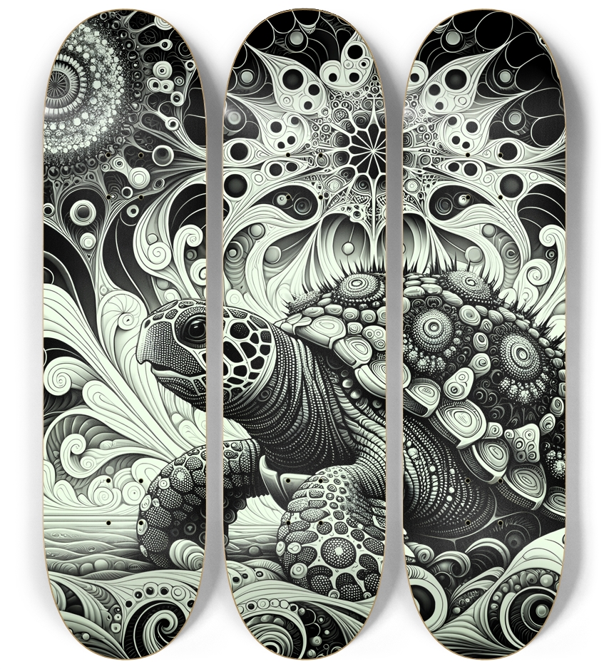 B&W Fractal Sea Turtle #24