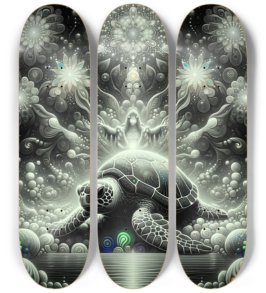 B&W Fractal Sea Turtle #25 3 Deck Wall Series