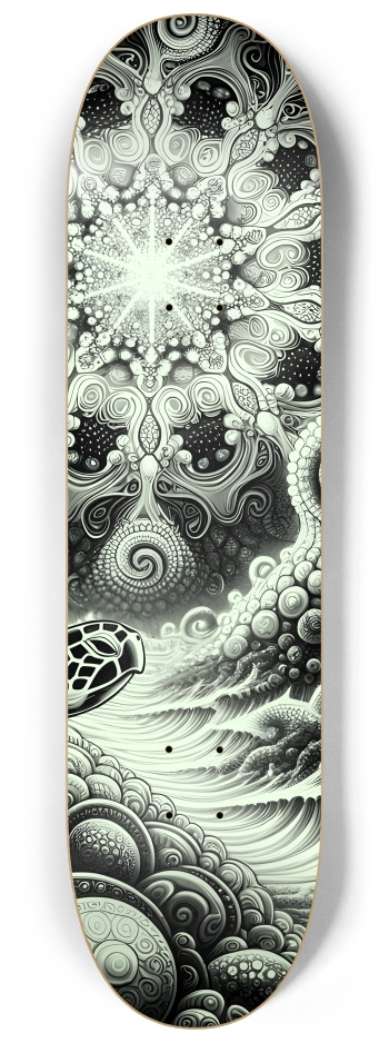 B&W Fractal Sea Turtle #28 #3 8-1/4 Skateboard Deck