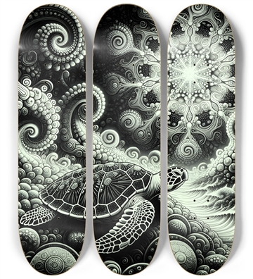 B&W Fractal Sea Turtle #28