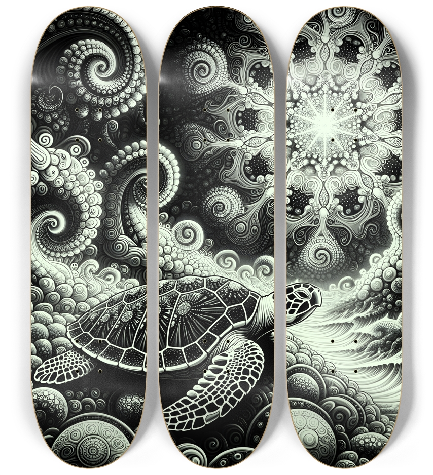 B&W Fractal Sea Turtle #28