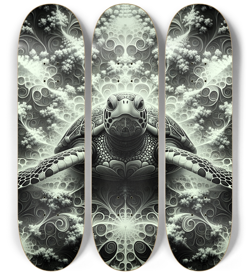B&W Fractal Sea Turtle #19