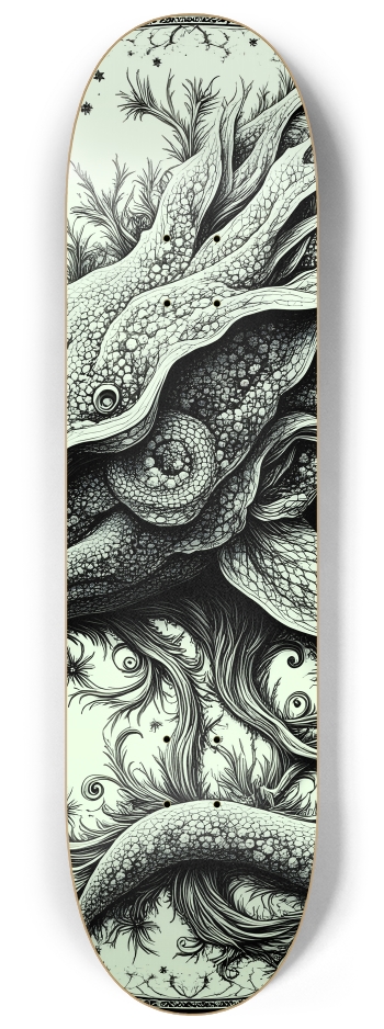 B&W Fractal Sea Monster #1 #2 8-1/4 Skateboard Deck