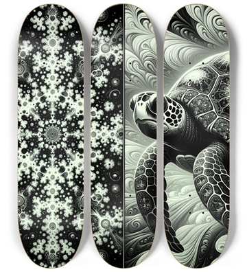 B&W Fractal Sea Turtle #18