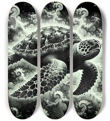B&W Fractal Sea Turtle #17