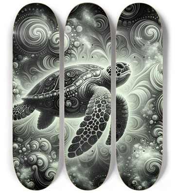 B&W Fractal Sea Turtle #23