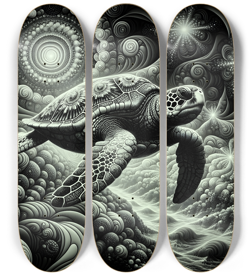 B&W Fractal Sea Turtle #30