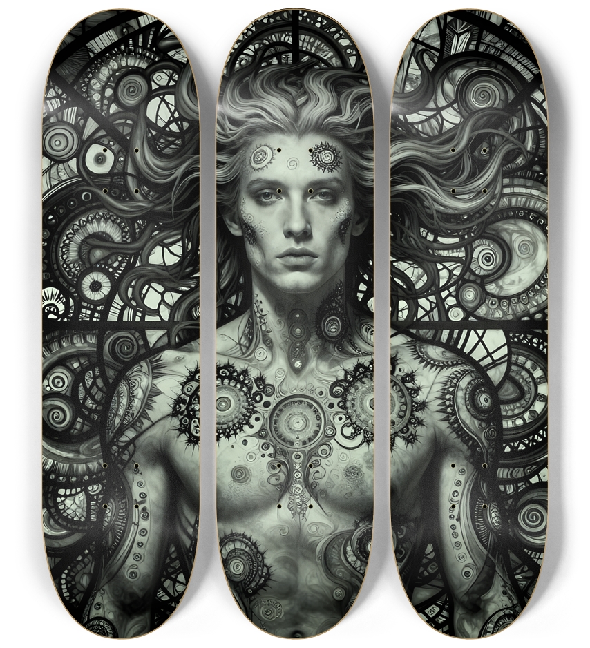 B&W Fractal Man #4 3 Deck Wall Series