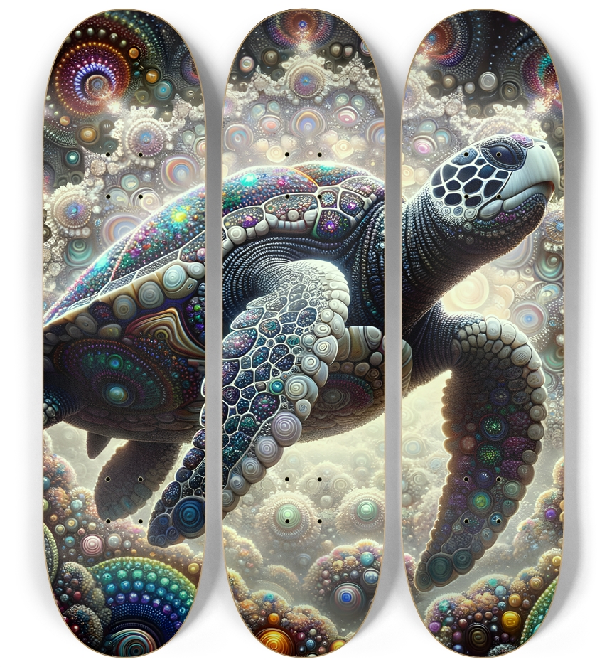 Fractal Sea Turtle #7 3 Deck Wall Series