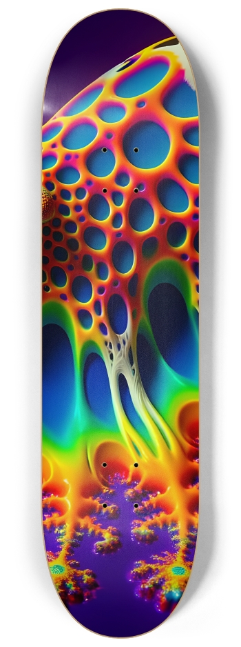 Pitted Fractal Rainbow Blob #1 #2 8-1/4 Skateboard Deck