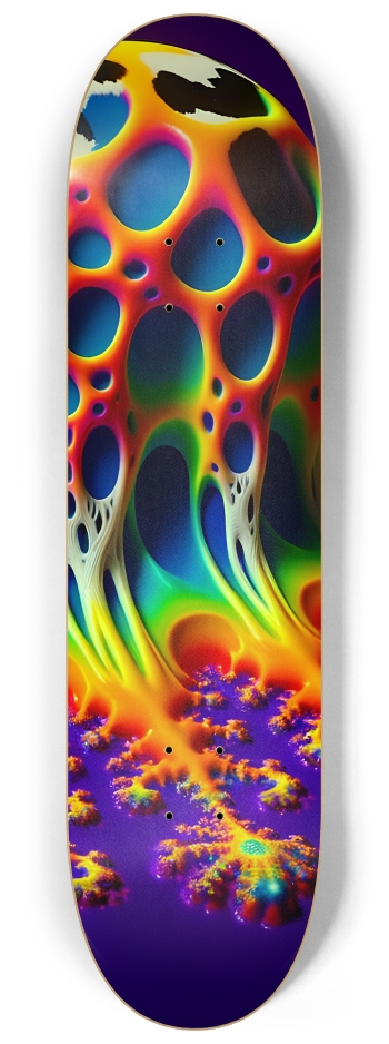 Pitted Fractal Rainbow Blob #1 #3 8-1/4 Skateboard Deck