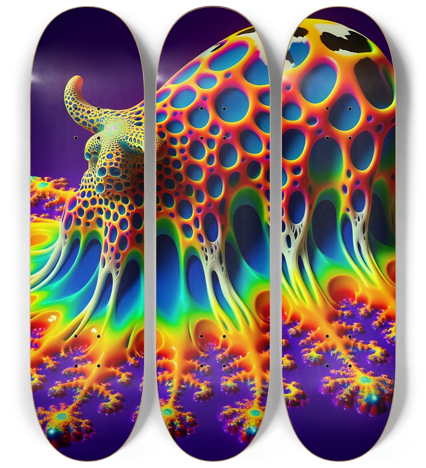Pitted Fractal Rainbow Blob #1 3 Deck Wall Series