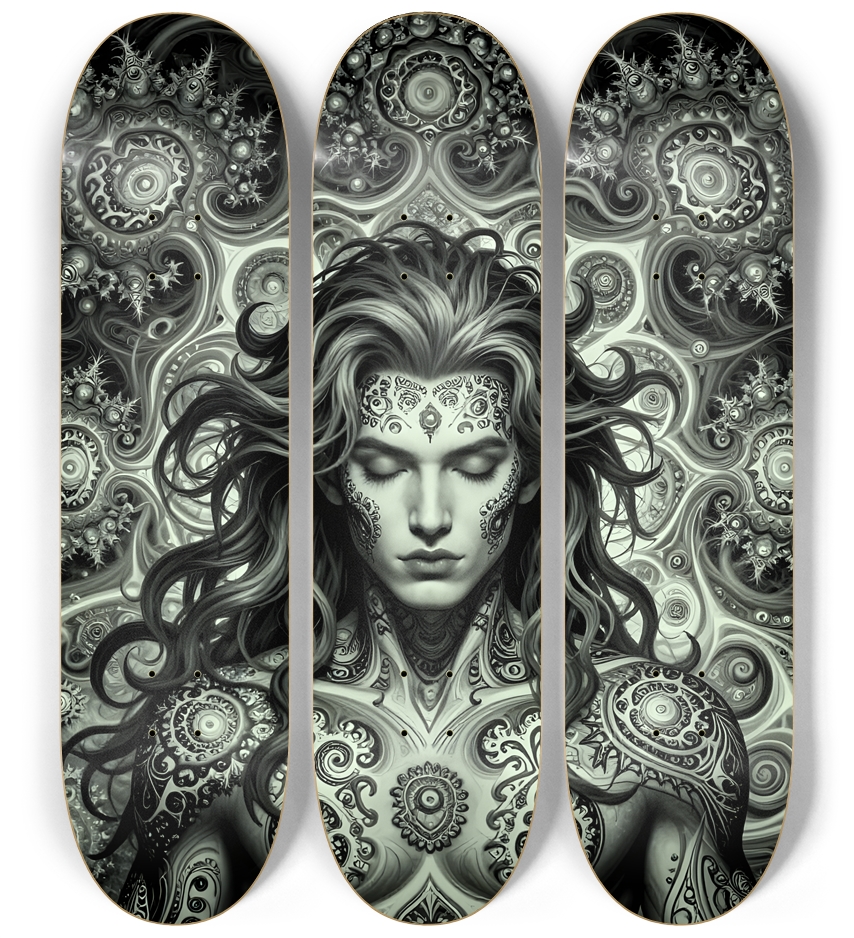 B&W Fractal Man #9 3 Deck Wall Series