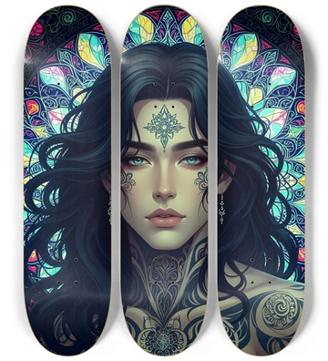 Fractal Tattooed Man with Stained-Glass #1
