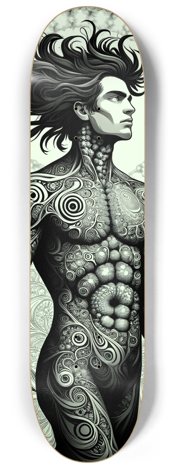 B&W Fractal Man #11 #3 8-1/4 Skateboard Deck