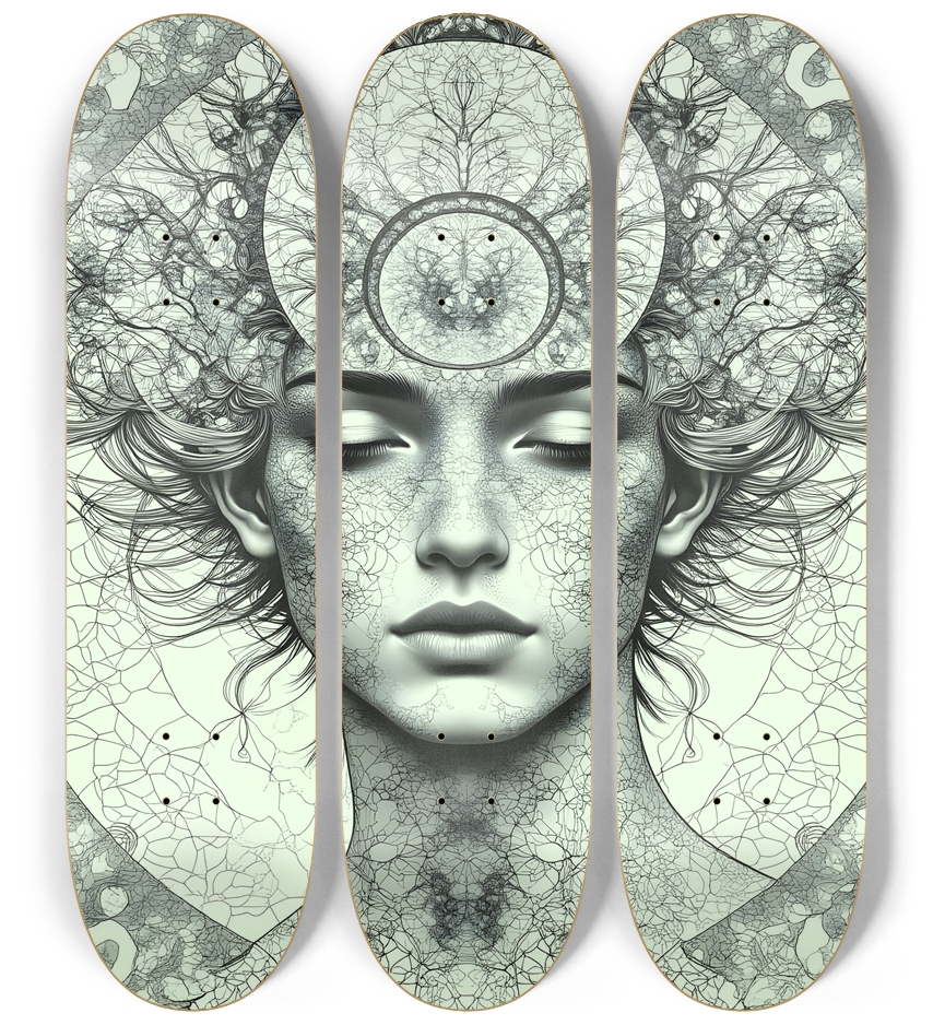 B&W Fractal Man #21 3 Deck Wall Series