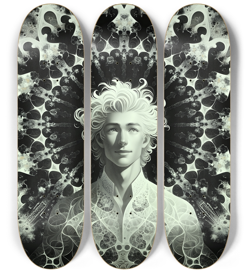 B&W Fractal Man #12 3 Deck Wall Series