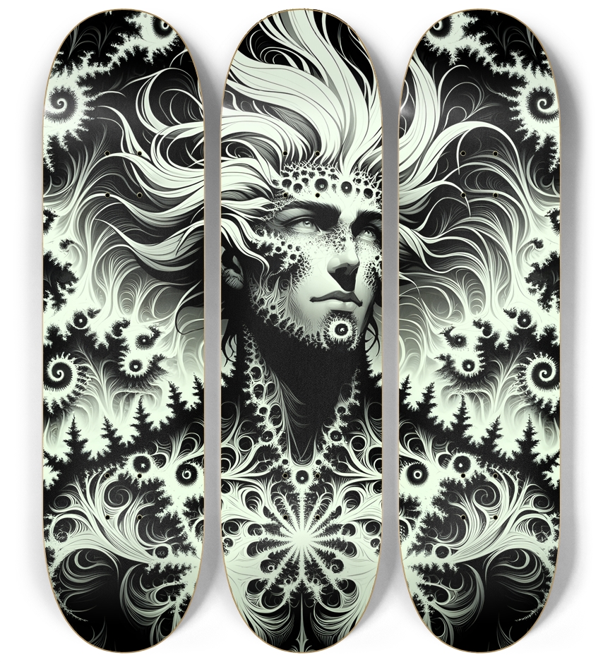 B&W Fractal Man #17 3 Deck Wall Series